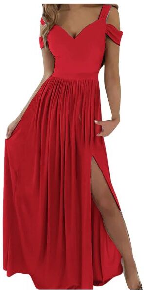 Dress New Women Party Long Dress Sexy OffShoulder Solid Red High Slit Evening Dresses for Women Elegant Beach Robe Vestidos de Fiesta