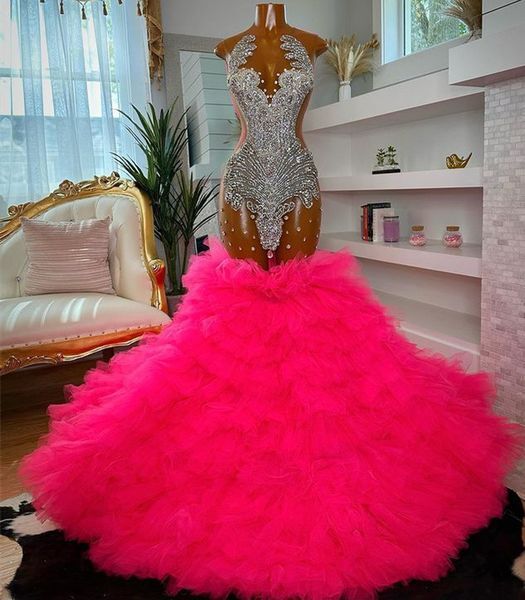 2023 May Aso Ebi Mermaid Crystals Prom Dress See Through Luxurious Evening Formal Party Second Reception Birthday Engagement Gowns Dress Robe De Soiree ZJ171