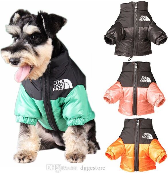 Warm Dogs Jackets The Dog Face Designer Dog Apparel Winter Thick Windproof Pets Clothes for Small Medium and Large Doggy Schnauzer French Bulldog Black 3XL A289