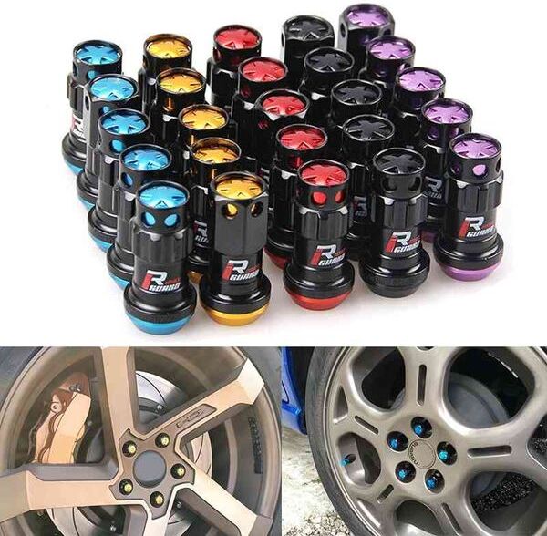 High quality R40 Style Steel Wheel Racing composite Lock Lug Nuts with Security Key M12x1.5/1.25