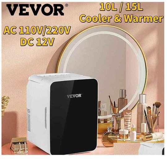 Car Refrigerator Vevor 10L 15L Mini Makeup Fridge Zer Cooler Warmer For Home Use Storing Skincare Cosmetic Food Drink Drop Delivery Dh1Ge