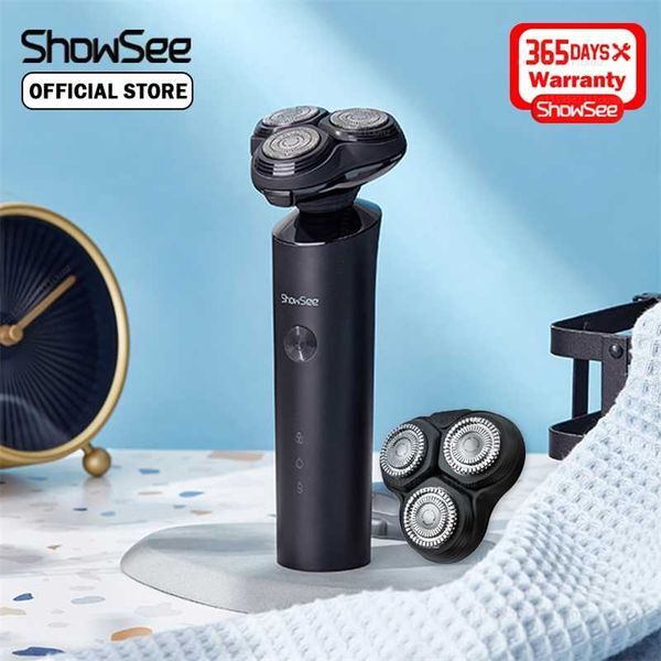 Showsee Electric Shaver Razor Beard Trimmer For Men Dry Wet Beard Trimmer Portable Rechargeable Washable Shaving Machine 220112