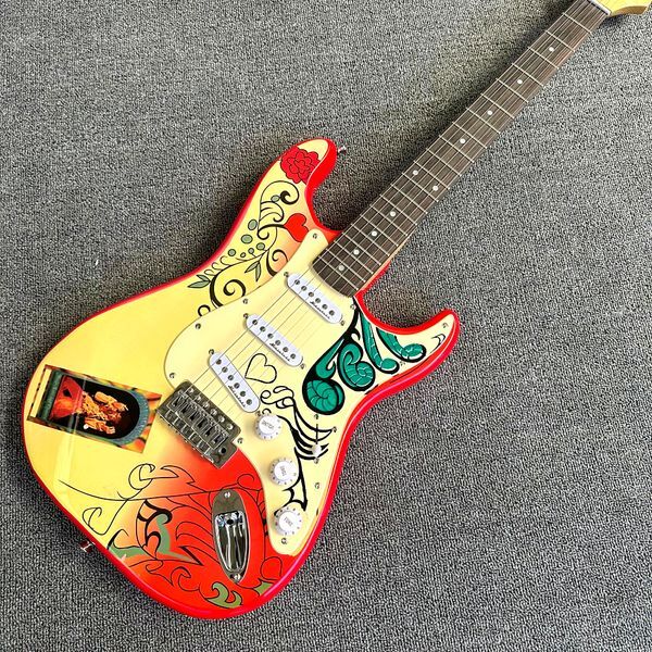 Custom Jimi Hendrix&#039;s Red Guitars Monterey Tribute Hendrix Monterey Electric Guitar China ST Rare Guitars String Thru Body