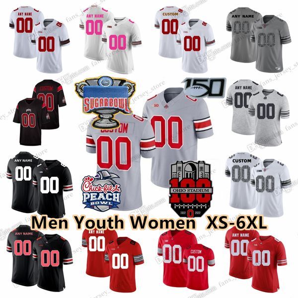 S-6XL College Ohio State Buckeyes Football Jerseys Sawyer Ewers Stroud Wilson Fields George Chambers Elliott Dobbins Harrison Jr. Custom Youth 150Th Patch