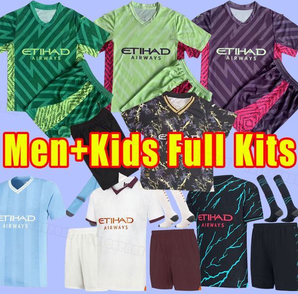 Men Kids Set 23 24 HAALAND #9 JOAO CANCELO soccer jerseys MAHREZ DE BRUYNE MAN FODEN GUNDOGAN 2023 2024 FERRAN BRUYNE Football shirts goalkeeper home adult child