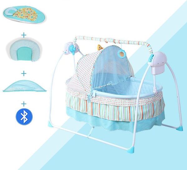 Newborn baby cribs multifunctional anti mosquito music big size blue pink smart cradle bed sleeping comfortable electric automatic ba29 C23