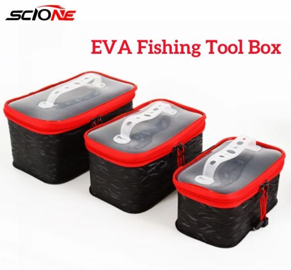 Boxes Portable EVA Fishing Tool Box Fishing Bait Storage Bag Living Fish Bucket Water Tank Camping Fishing Tackle Live Fish Box XA154G