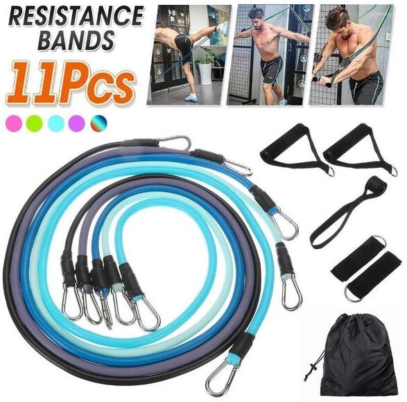 Resistance Bands 11Pcs Fitness Practical Elastic Training Rope For Yoga Pilates Workout Band Pull String Equipments