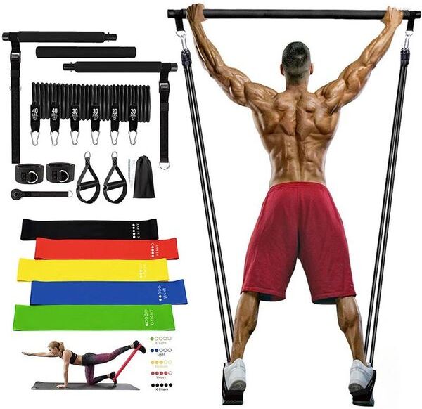 Resistance Bands Pilates Bar Kit With Set Bodybuilding Elastic For Fitness Sports Pull Rope Stick Workout Band