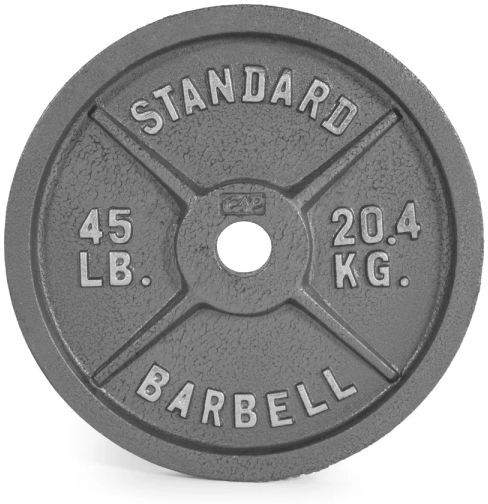 Lifting Barbell Gray Cast Iron Weight Plate, 45 Lb Gym Equipment Bodybuilding Weight Lifting Fitness Grip