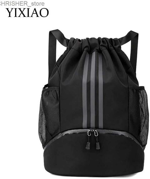 Outdoor Bags YIXIAO Women Men Basketball Backpack Outdoor Soccer Football Fitness Storage Bags Ball Training Drawstring Sports KnapsackL231222