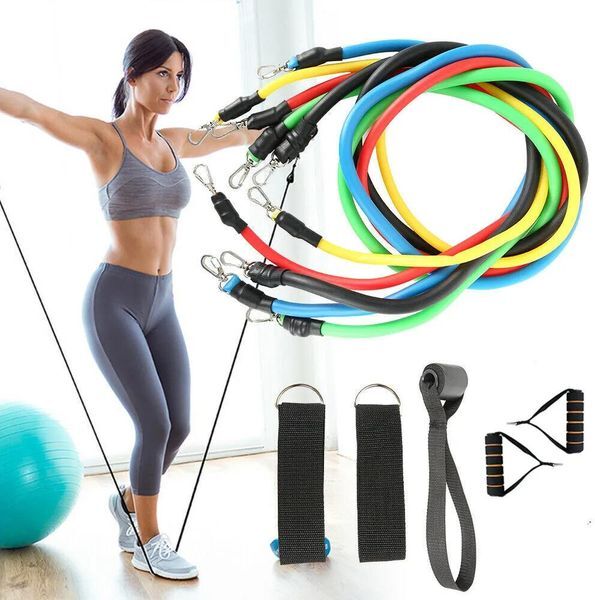 Bands 11pcs Fitness Pull Rope Resistance Bands Latex Strength Gym Equipment Home Elastic Exercises Body Workout