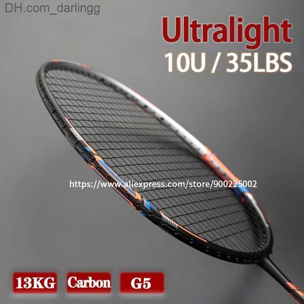 Rio Badminton Rackets 100% Full Carbon Fiber Strung Badminton Rackets 10U Tension 22-35LBS 13kg Training Racquet Speed Sports With Bags For Adult Q230901