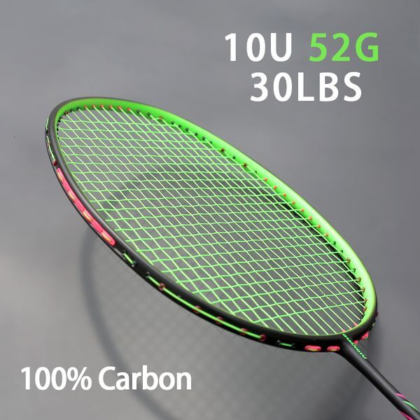 Rio Badminton Rackets 100 Carbon Fiber Racket Strung Ultralight 10U 52G G4 13KG Training Professional Racquet With Bags For Adult 230613