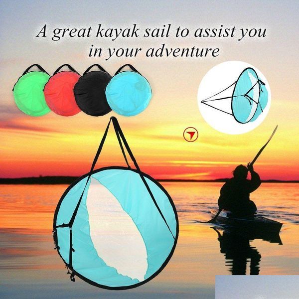Kayak Accessories 108Cm Foldable Kayak Sail Clear Window Downwind Popup Canoe Wind With Storage Bag Drop Delivery Sports Outdoors Wate Dholv