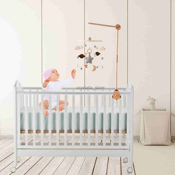 Baby Rattle Wooden Bed Bell Baby Bracket Sock Newborn Music Box Bed Bell Hanging Toys Crib Boy Toys HKD230817