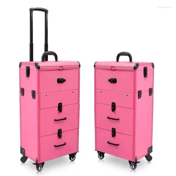 Suitcases Women Large Capacity Trolley Cosmetic Rolling Luggage Bag Nails Makeup Toolbox Multi-layer Beauty Tattoo Suit