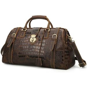 Vintage Crazy Horse Genuine Leather Mens Travel Bag Large Capacity Crocodile Duffle Bags Carry On Luggage Bolsa Overnight Duffel