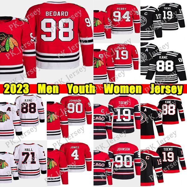 #98 Connor Bedard Reverse Retro hockey jersey #19 Jonathan Toews #71 Taylor Hal Corey Perry Tyler Johnson Patrick Kane Seth Jones Nick Foligno Clark Griswold jerseys