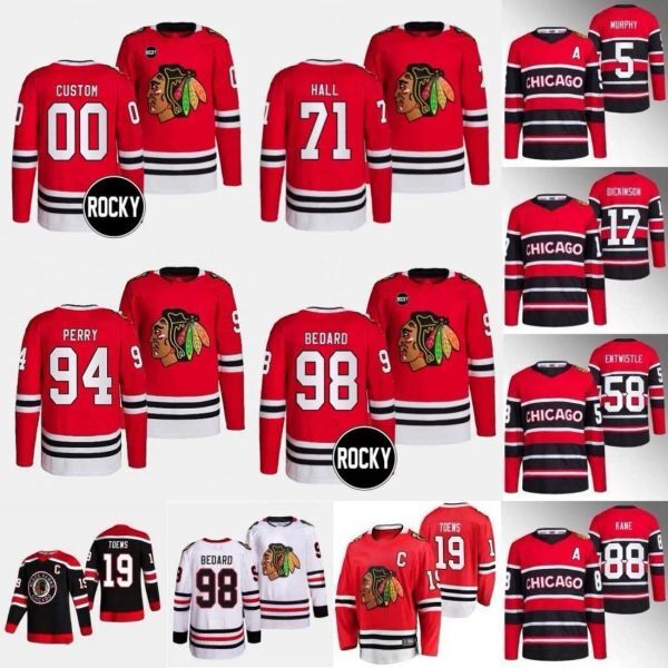 Rocky Patch 98 Connor Bedard Reverse Retro hockey jerseys Tyler Johnson Jonathan Toews Taylor Hall Corey Perry Patrick Kane Seth Jones Jaxson Stauber Clark Griswold