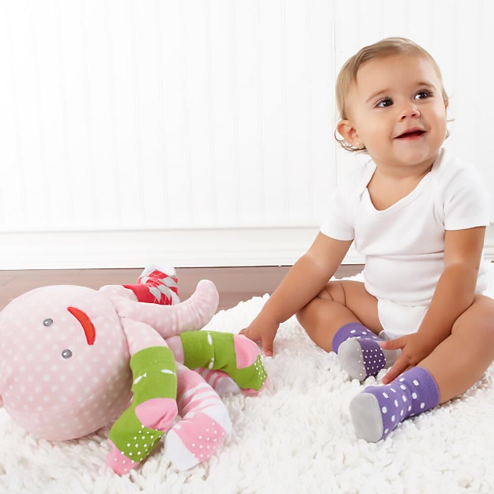 Baby Aspen Mrs. Sock T. Pus Plush Octopus with 4 Pairs of Socks (Pink) (Default Title)