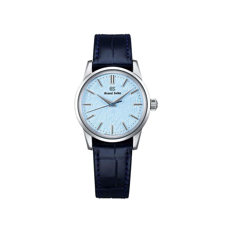 Grand Seiko Elegance Collection Watch Light Blue Dial Blue Leather Strap, 34mm