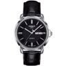 Tissot Automatics III Black Dial Leather Watch, 39.7mm