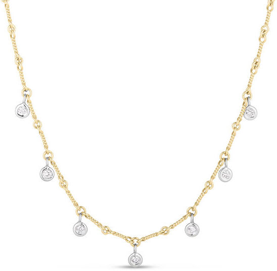 Roberto Coin Diamonds By The Inch Collection Dog Bone 18K Yellow Gold Diamonds Necklace