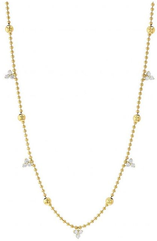 Roberto Coin Love By The Inch 18K Yellow Gold Diamond Station Necklace, 18"