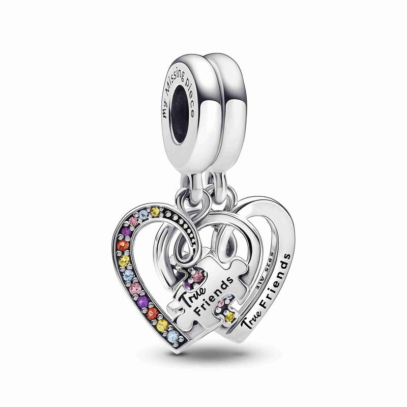 Pandora Puzzle Piece Hearts Splittable Friendship Dangle Charm