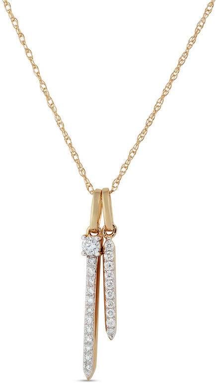 Ben Bridge Jewelers Double Stick Diamond Pendant Necklace, 14K Yellow Gold