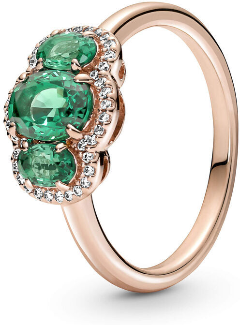 Pandora Green Three-Stone Vintage Crystal & CZ Ring