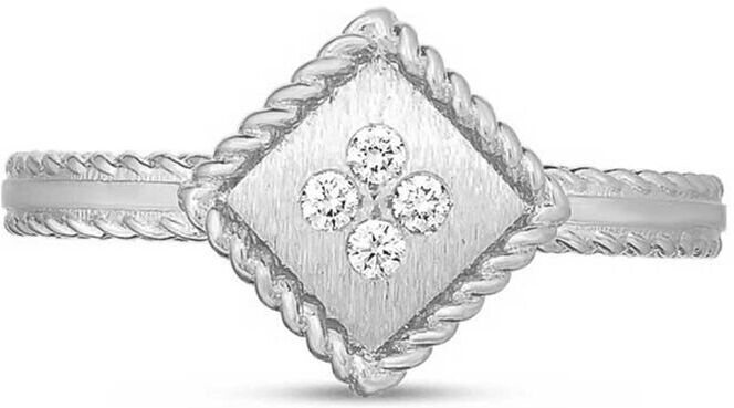 Roberto Coin Palazzo Ducale Single Square Diamond Ring 18K, Size 6.5