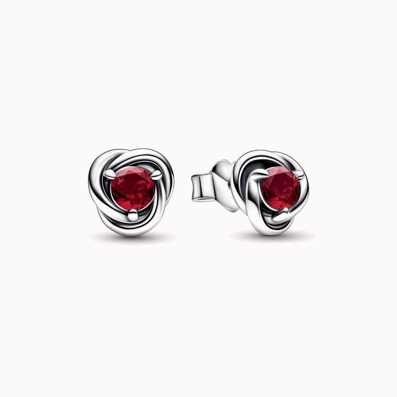 Pandora July True Red Eternity Circle Stud Earrings