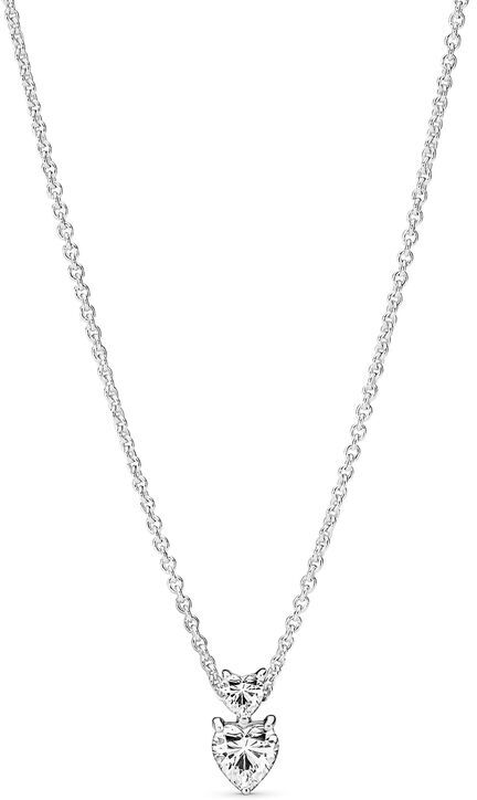 Pandora Double Heart Pendant Sparkling Collier Necklace