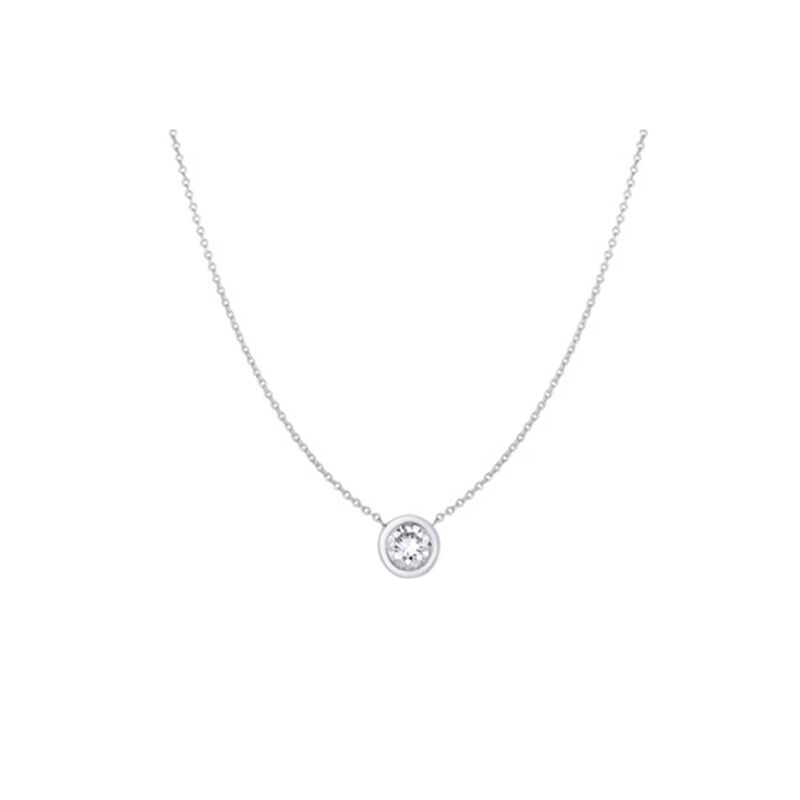 Roberto Coin Diamond Bezel Set Pendant 18K White Gold,18 inches