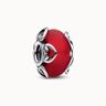 Pandora Frosted Red Murano Glass & Hearts Charm