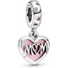 Pandora Mom Script Heart Enamel & CZ Dangle Charm