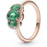 Pandora Green Three-Stone Vintage Crystal & CZ Ring