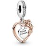 Pandora Heart & Rose Flower CZ Dangle Charm