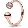 Pandora Polished & Pav� CZ Bead Open Ring