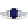 Bella Ponte 3-Stone Emerald Cut Sapphire and Diamond Engagement Ring, 14K White Gold