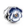Pandora Blue Pansy Flower Enamel & CZ Charm