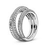 Pandora Triple Band Pav� CZ Snake Chain Pattern Ring