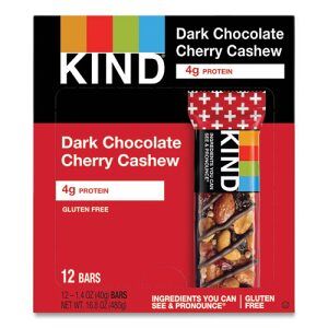 Kind Plus Nutrition Bar, Dark Chocolate/Cherry/Cashew, 1.4 Oz, 12/Box (Knd17250)