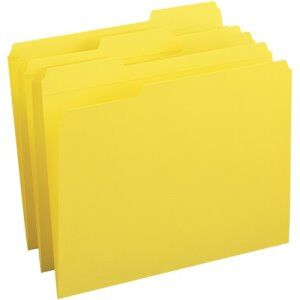 Business Source Folders, 1/3-Cut Reinforced Tab, Yellow, 100/Box (Bsn03173)