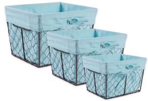 DII Modern Metal Sturdy Chicken Wire Basket in Aqua Blue (Set of 3)