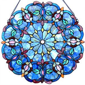 Chloe Lighting CHLOE Alisa Tiffany-Style Victorian Stained-Glass Window Panel 20" Height