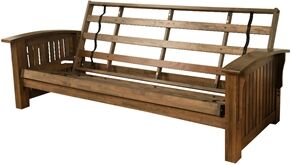 Pemberly Row Modern Futon Frame in Rustic Walnut Brown