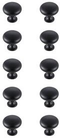 Elegant Decor Cadon 1.2" Zinc Alloy Mushroom Knob Multipack in Black (Set of 10)